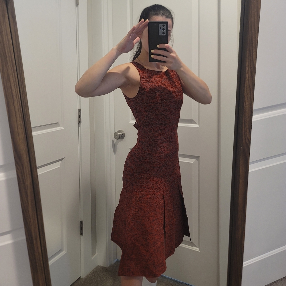Proenza Schouler Red Asymmetrical Halter Sheath Dress